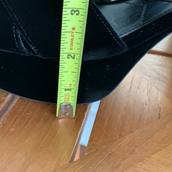 Prada Black Velvet Platform Heels with Green Jewel Embellishment Size 39.5 - Picture 10 of 13